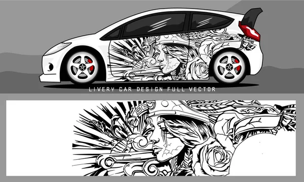 Diseño Librea Coche Con Gráficos Frescos Una Combinación Colores Rojo — Vector de stock