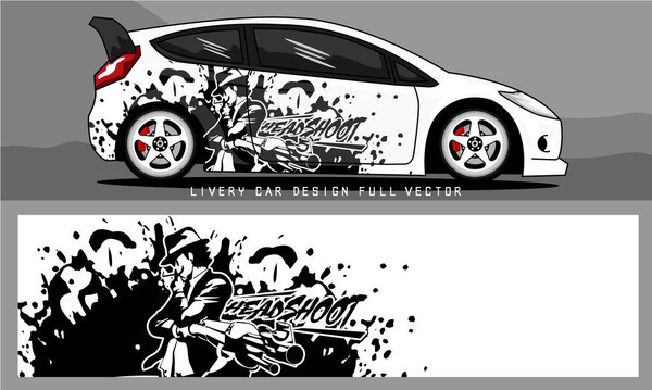 car livery design with cool graphics and a combination of red and gray colors for vehicles, branding and cutting stickers