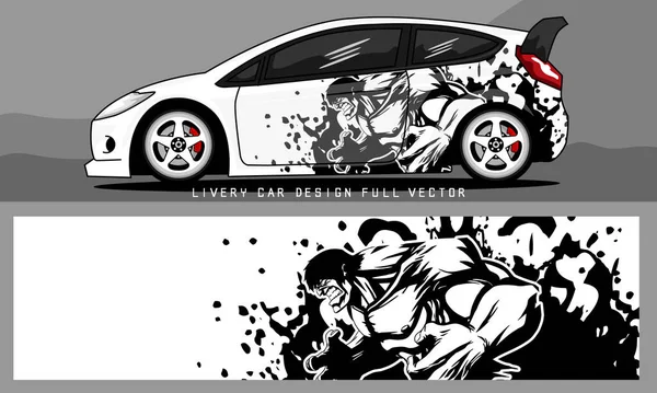 Diseño Librea Coche Con Gráficos Frescos Una Combinación Colores Rojo — Vector de stock