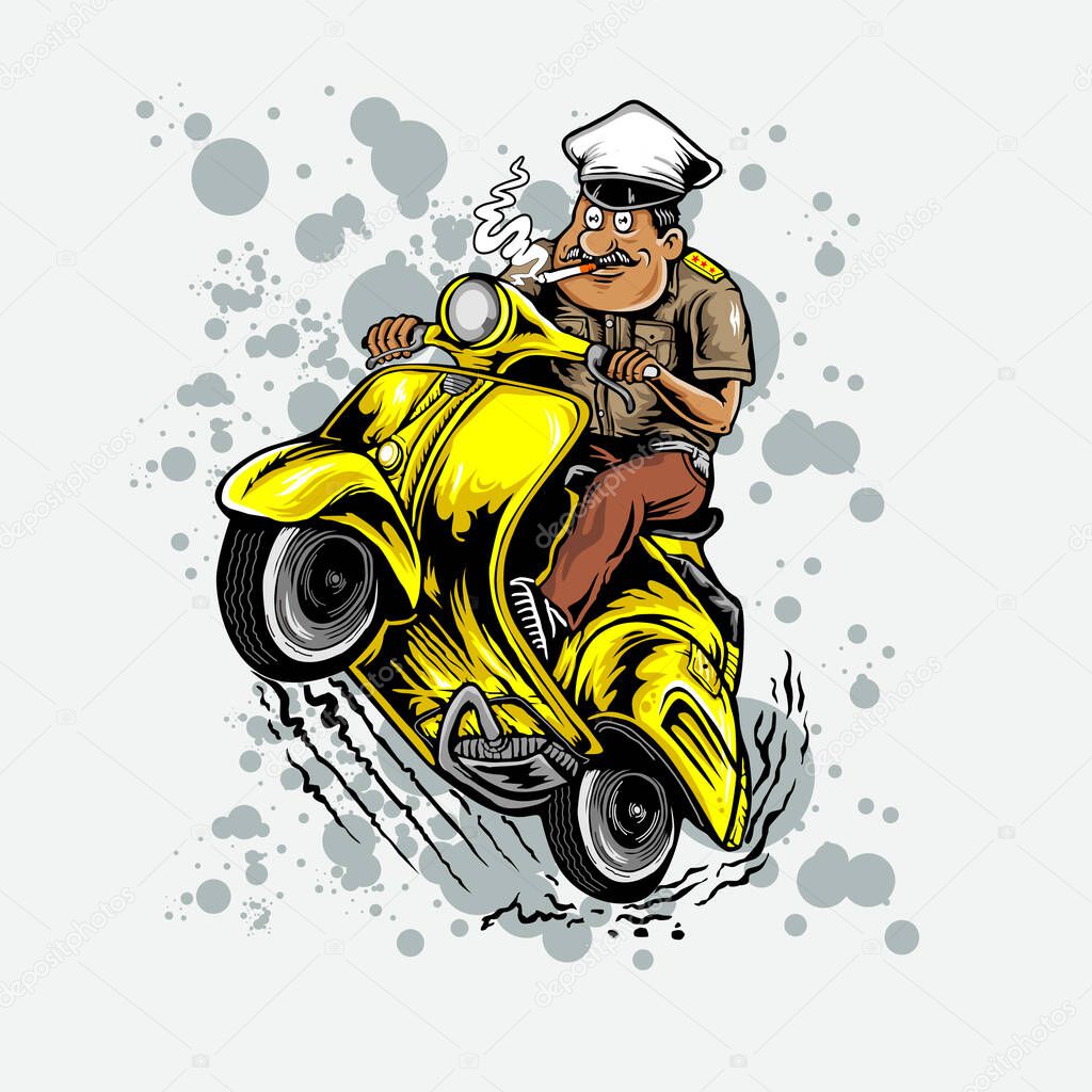 people riding scooters vector cool illustration