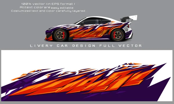 Car Decal Design Vector Graphic Abstract Stripe Racing Background Kit — Stock Vector