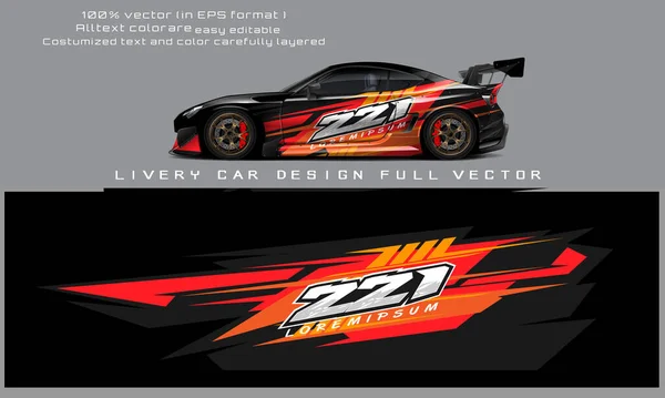 Car Decal Design Vector Graphic Abstract Stripe Racing Background Kit — Vector de stock