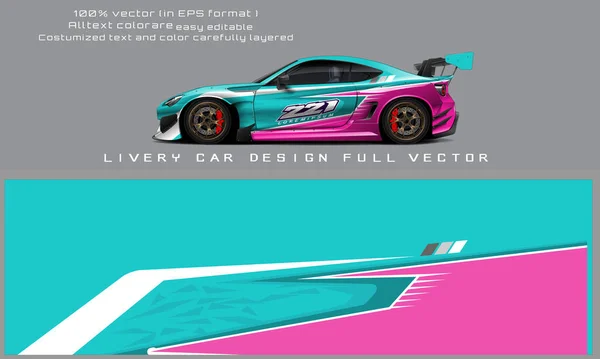 Car Decal Design Vector Graphic Abstract Stripe Racing Background Kit — Stock vektor