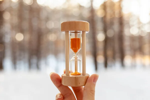 Winter Coming Hourglass Snow Sandglass Hourglass Symbol Changing Seasons Spring Royalty Free Stock Images