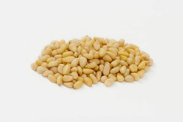 Куча Сосновых Орехов Изолированных Белом Фоне Семена Кедра — стоковое фото