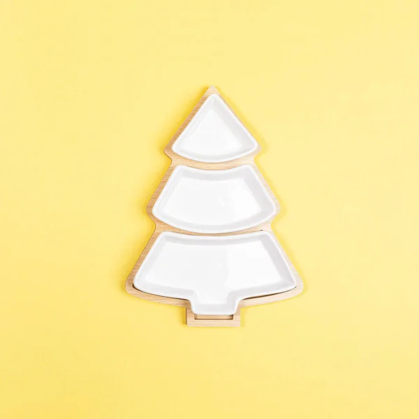 Navidad Festiva Imagen Minimalista Con Vacío Doble Blanco Con Plato — Foto de Stock