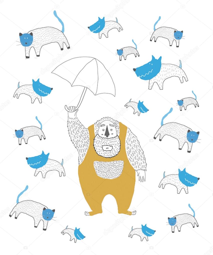 It's raining cats and dogs — Stock Vector © Irmun 30893863