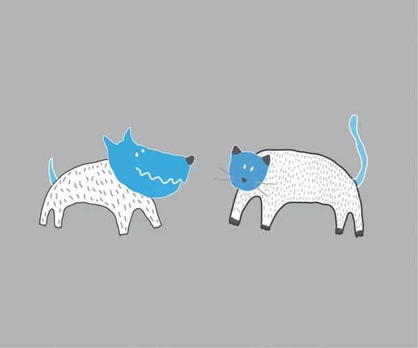 Cão e gato ilustração — Vetor de Stock