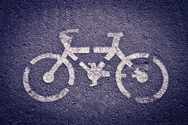在道路上的自行车信号 — 图库照片