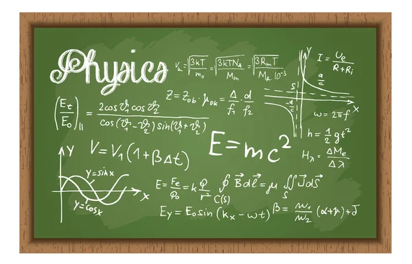 Schultafel mit Physikformeln — Stockvektor