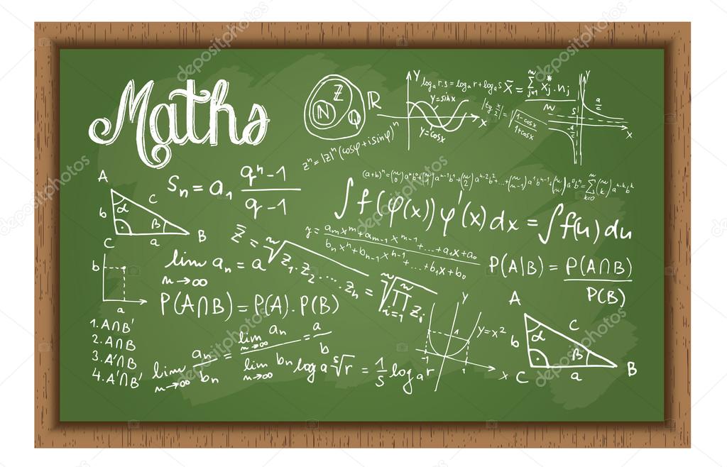 School Black Board With Maths Formulas