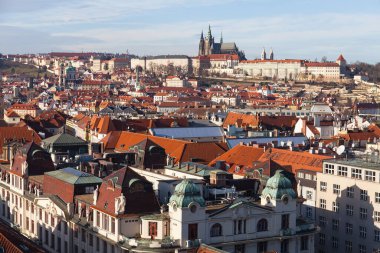 Prag eski kenti kış kaleleri Avrupa sokakları eski Avrupa