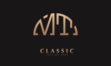 Alfabe MT veya TM Half Illustration monogram vektör logo şablonu
