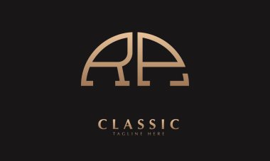 Alfabe RP veya PR Yarım Illustration monogram vektör logo şablonu