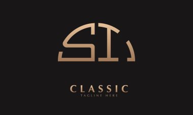 Alfabe SI ya da Yarı Illustration monogram vektör logo şablonu