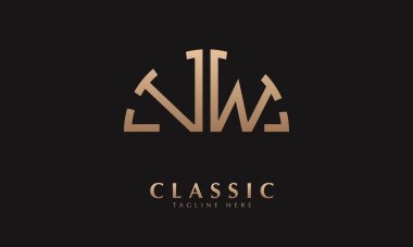 Alfabe VW ya da WV Half Illustration monogram vektör logo şablonu