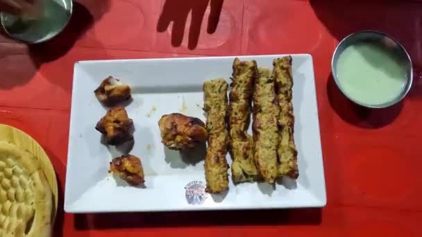 See Kabab Chicken Tikka Plate Short Video Clip — стоковое видео