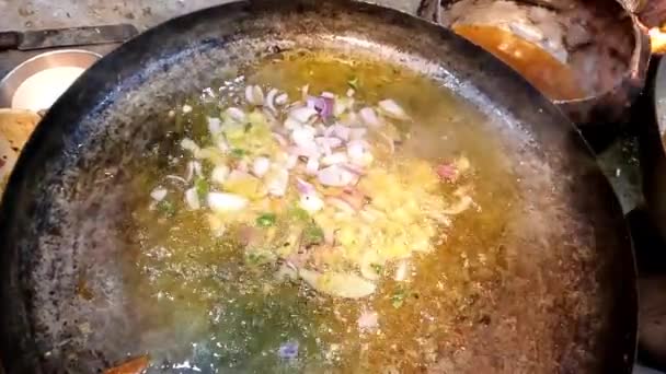 Frying Onion Huge Pan Short Video Clip — ストック動画