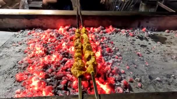 Cocinar Seekh Kabab Fuego Caliente Bobina Clip Alta Resolución — Vídeos de Stock