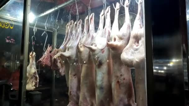 Mutton Meat Hanging Whole Goat High Resolution Clip — Stock Video