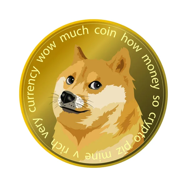 Cryptocurrency Dogecoin Doge Isolated White Background Muzzle Shiba Inu Dog — стоковый вектор