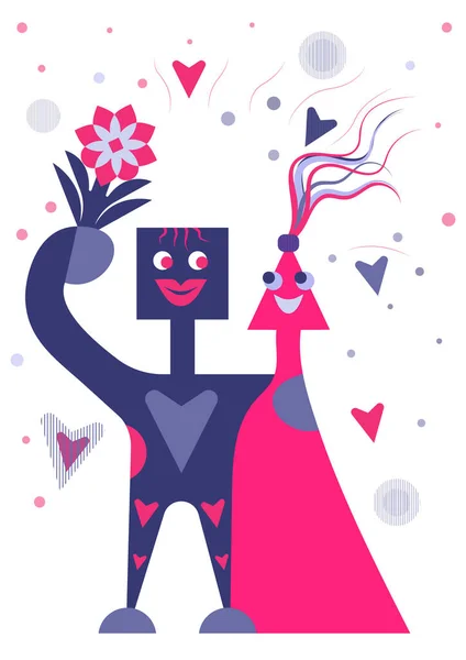 Ilustración Vectorial Abstracta Del Amor Una Relación Feliz Una Pareja — Archivo Imágenes Vectoriales