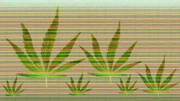 Sfondo Con Linee Orizzontali Foglie Cannabis — Foto Stock