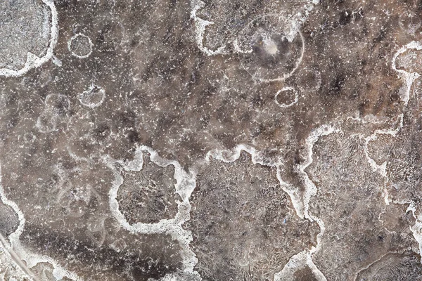 Dirty Water Puddle Winter Top View Frozen Water Puddle — Stock Photo, Image