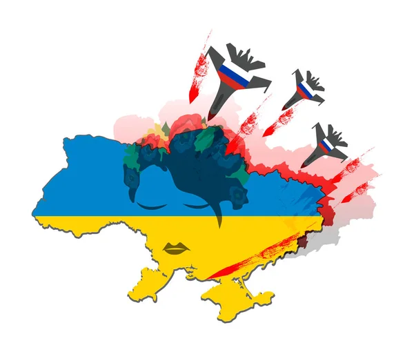 Ruský Útok Ukrajinu Ruská Invaze Ukrajinu Mapa Konfliktu Ukrajiny Ilustrace — Stockový vektor