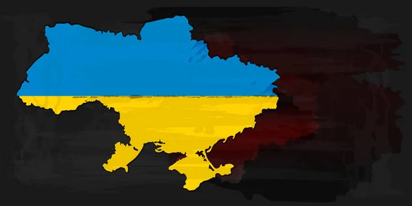 Карта України Карта України Наповнена Кольорами Прапора Тлі Гранджу — стоковий вектор