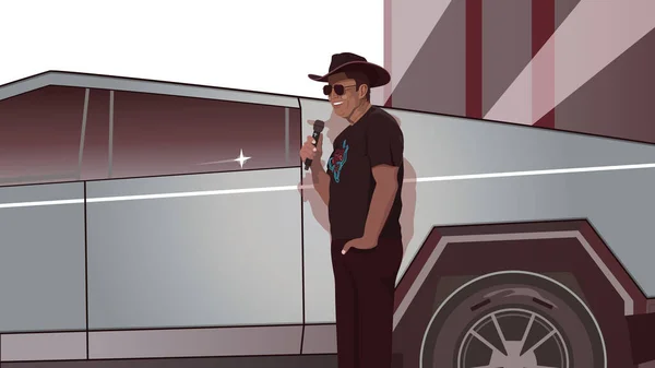 Pdg Tesla Motors Elon Musk Prend Parole Lors Grande Fête — Image vectorielle