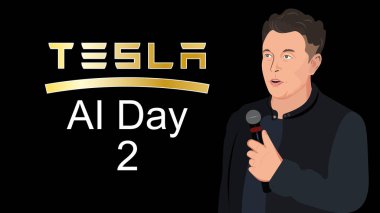 18 Mayıs 2022 'de Elon Musk, ünlü Tesla Al Day etkinliğinin tarihini Twitter hesabından duyurdu. Elon Musk 'un illüstrasyon portresi ve metin Tesla Al Day