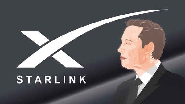 Ілон Маск Логотип Starlink Сучасні Супутникові Інтернет Технології Ілюстрації Ілона — стокове фото