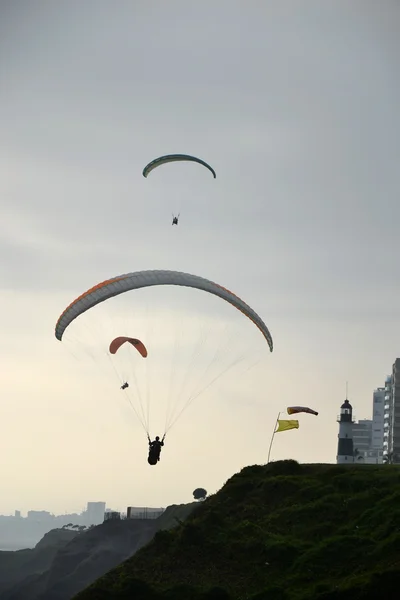 Paragliding in sunset — Stock Photo, Image