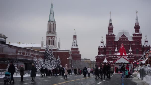 Μόσχα Ρωσία Δεκέμβριος 2021 Πρωτοχρονιάτικη Έκθεση Στην Κόκκινη Πλατεία Στη — Αρχείο Βίντεο