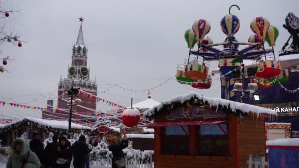 Rússia Moscou Dezembro 2021 Feira Ano Novo Praça Vermelha Moscou — Vídeo de Stock