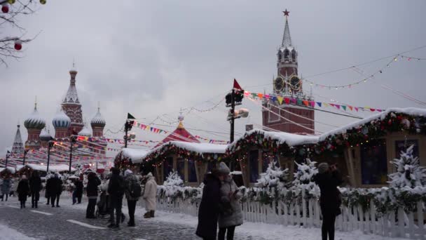 Moskau Russland Dezember 2021 Neujahrsmesse Auf Dem Roten Platz Moskau — Stockvideo