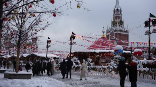 Moscow Russia December 2021 New Year Fair Red Square Moscow — Stock Video