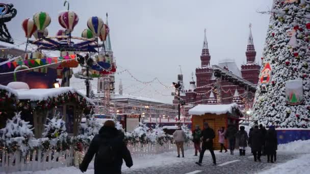 Rússia Moscou Dezembro 2021 Feira Ano Novo Praça Vermelha Moscou — Vídeo de Stock