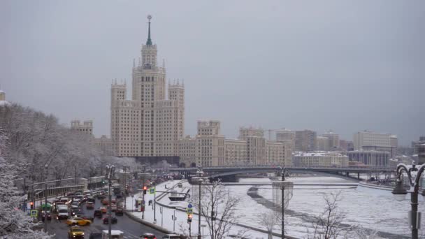 Moskva Rusko Prosinec 2021 Moskevská Městská Krajina Zimním Dni Výškové — Stock video