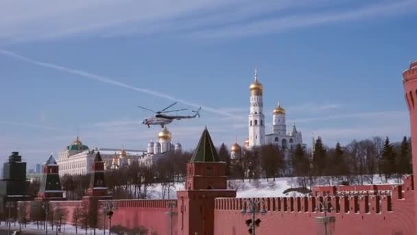 Moscou Russie Février 2022 Hélicoptère Président Russe Poutine Décolle Territoire — Video