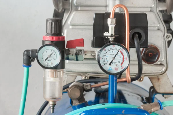 Pressure gauge and air filter regulator — Stock Photo, Image