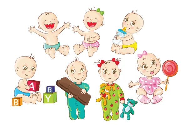 Cute babies having fun — Stock Vector