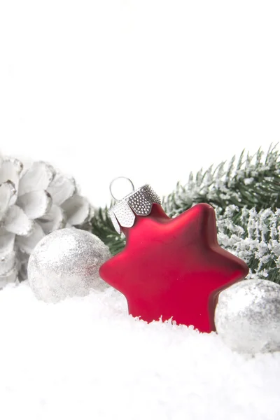 Рождественские украшения красный и белый — стоковое фото