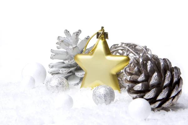 Weihnachtsdekoration Gold und Silber — Stockfoto