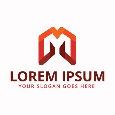 İlk harf M negatif uzay logo vektör sembolü. Büyük M harfi modern logo tasarım şablonu