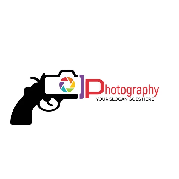 Kreative Fotografie Moderne Fotoshootinggun Ikone Kamera Mit Waffensymbol Sauberer Und — Stockvektor