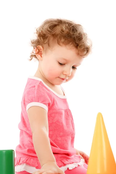 Retrato de una niña con bloques — Foto de Stock