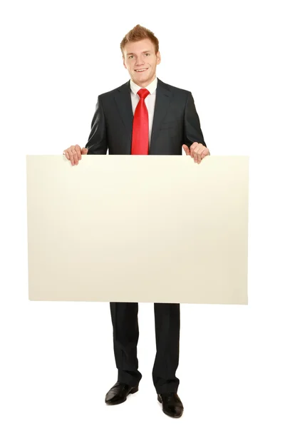 A business man with an empty blank — Stock Photo, Image