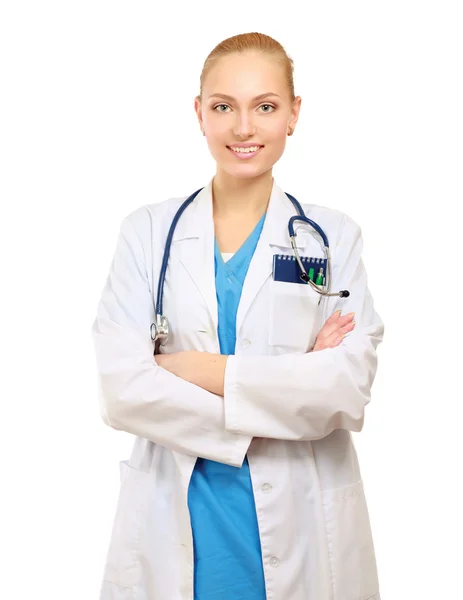 Happy young nurse standing with folded arms — Stock Photo, Image
